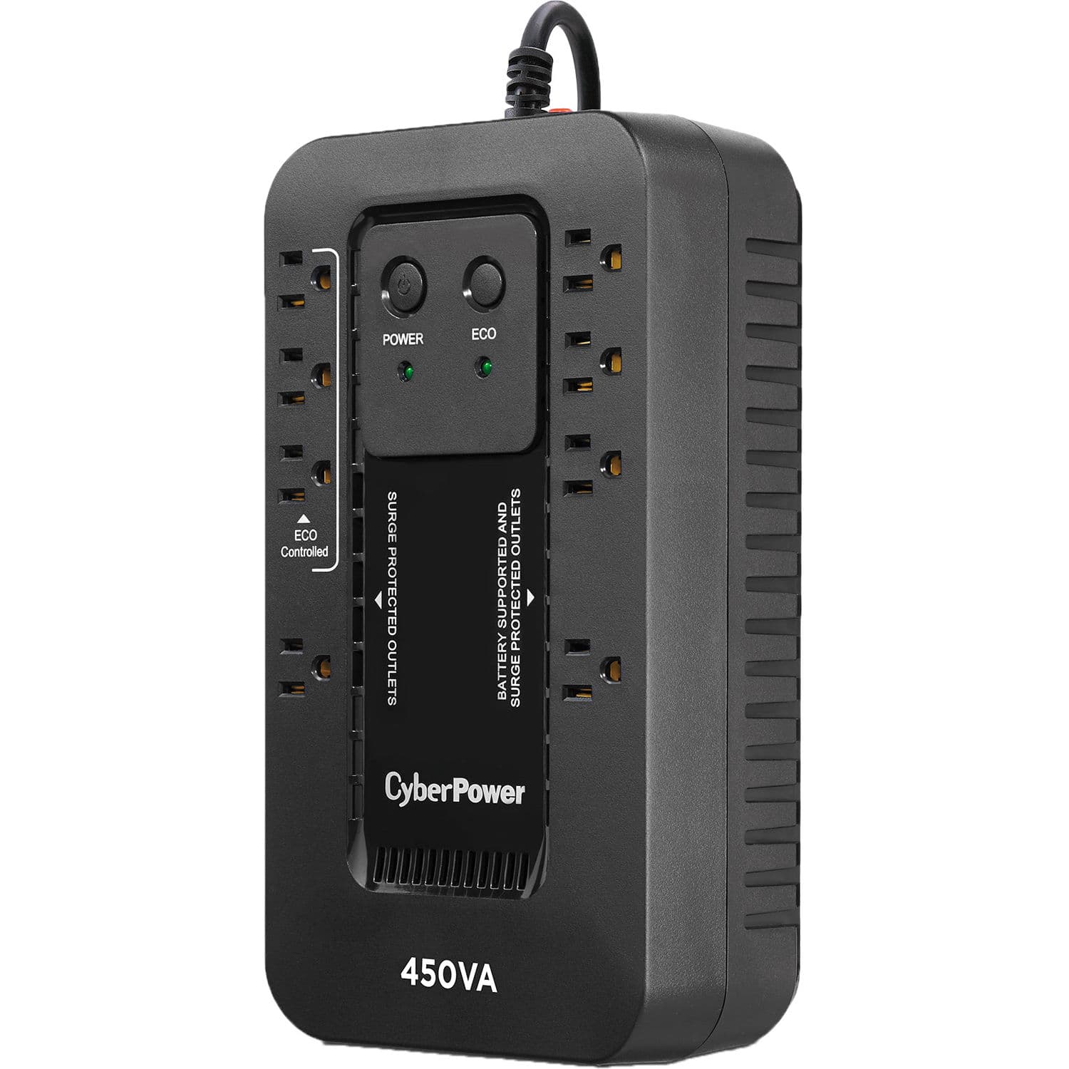 CyberPower EC450G 450VA 260W compact standby UPS with eight NEMA 5-15R outlets and USB