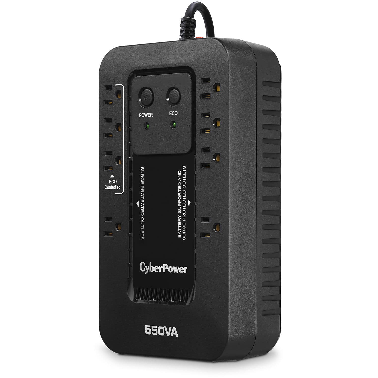 CyberPower EC550G 550 VA standby UPS with 8 outlets and RJ11 protection for desktop backup power