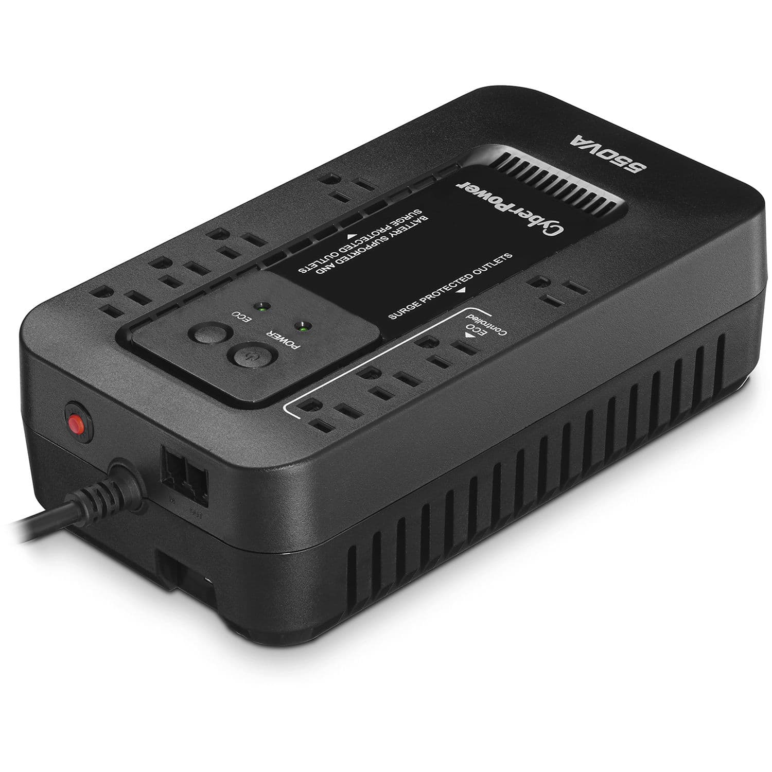 CyberPower EC550G 550 VA standby UPS with 8 outlets and RJ11 protection for desktop backup power