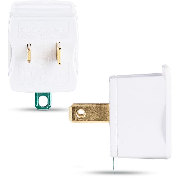 CyberPower 3-prong to 2-prong polarized grounding adapter 2-pack in white