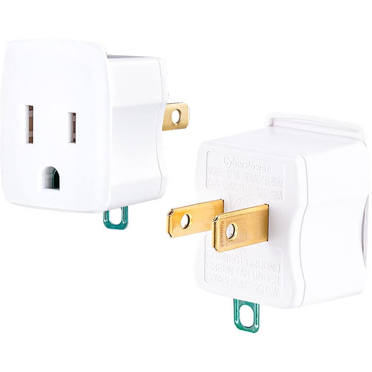 CyberPower 3-prong to 2-prong polarized grounding adapter 2-pack in white