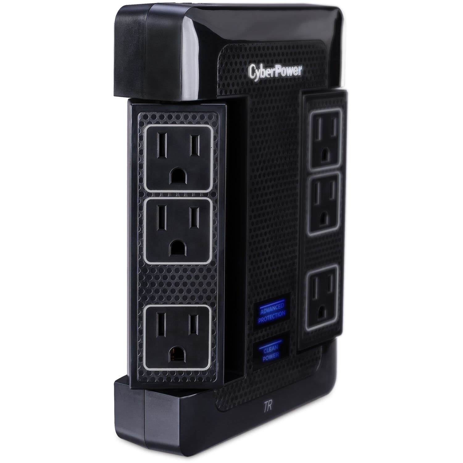 CyberPower HT600WSU2A black wall-tap surge protector with 5 outlets