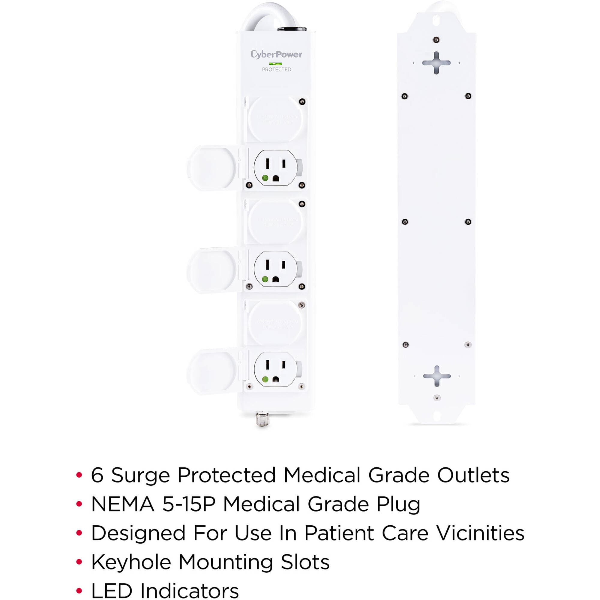CyberPower MPV615S medical grade surge protector with 6 outlets, 15 ft cord, and 1,560 J protection