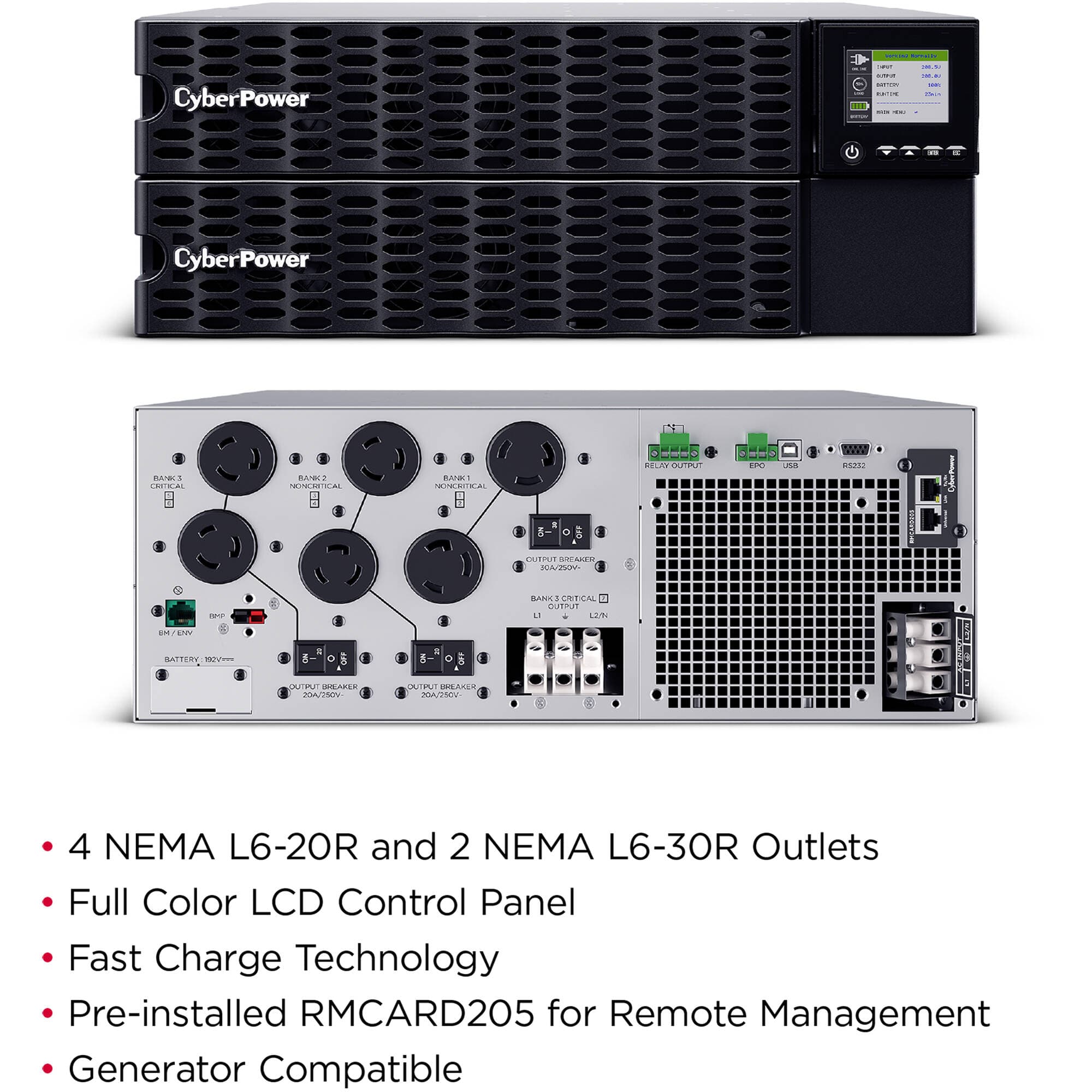 CyberPower OL10KRTHD 10,000 VA 10,000 W online rack mount UPS 4U for enterprise power protection