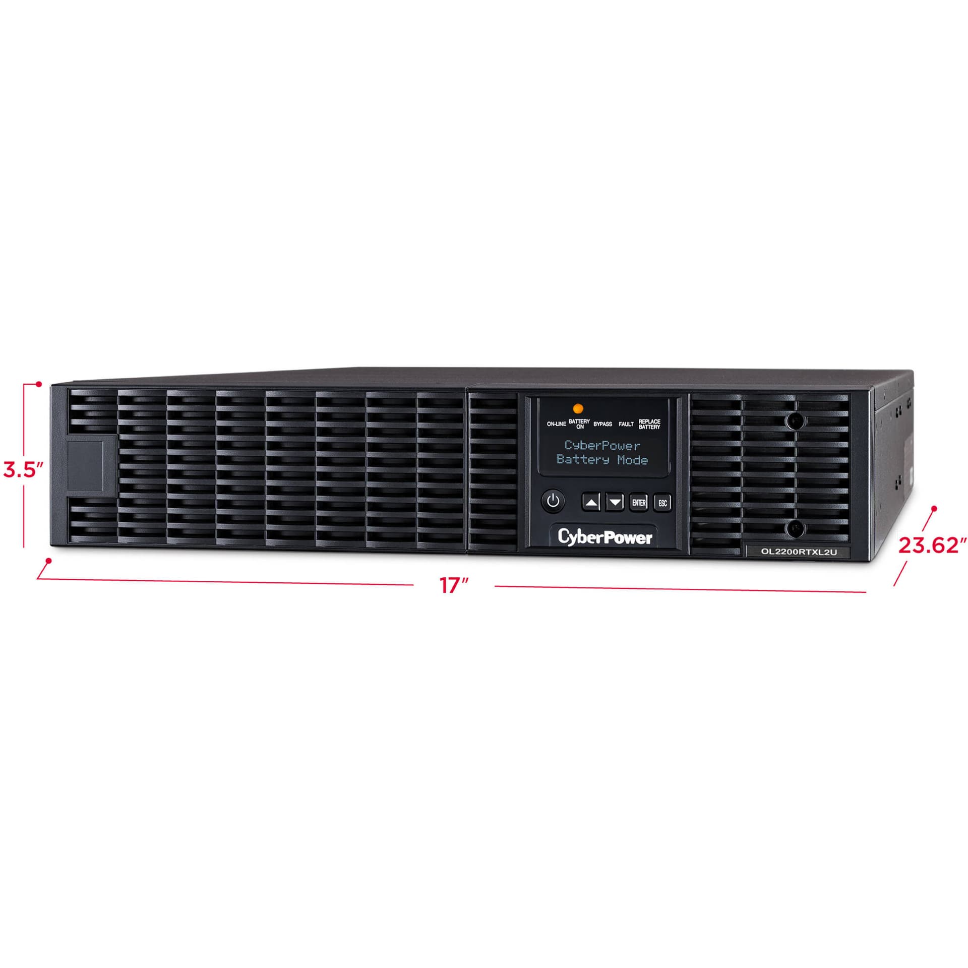 CyberPower OL2200RTXL2U 2,000 VA online UPS with 2U rack/tower design and LCD display