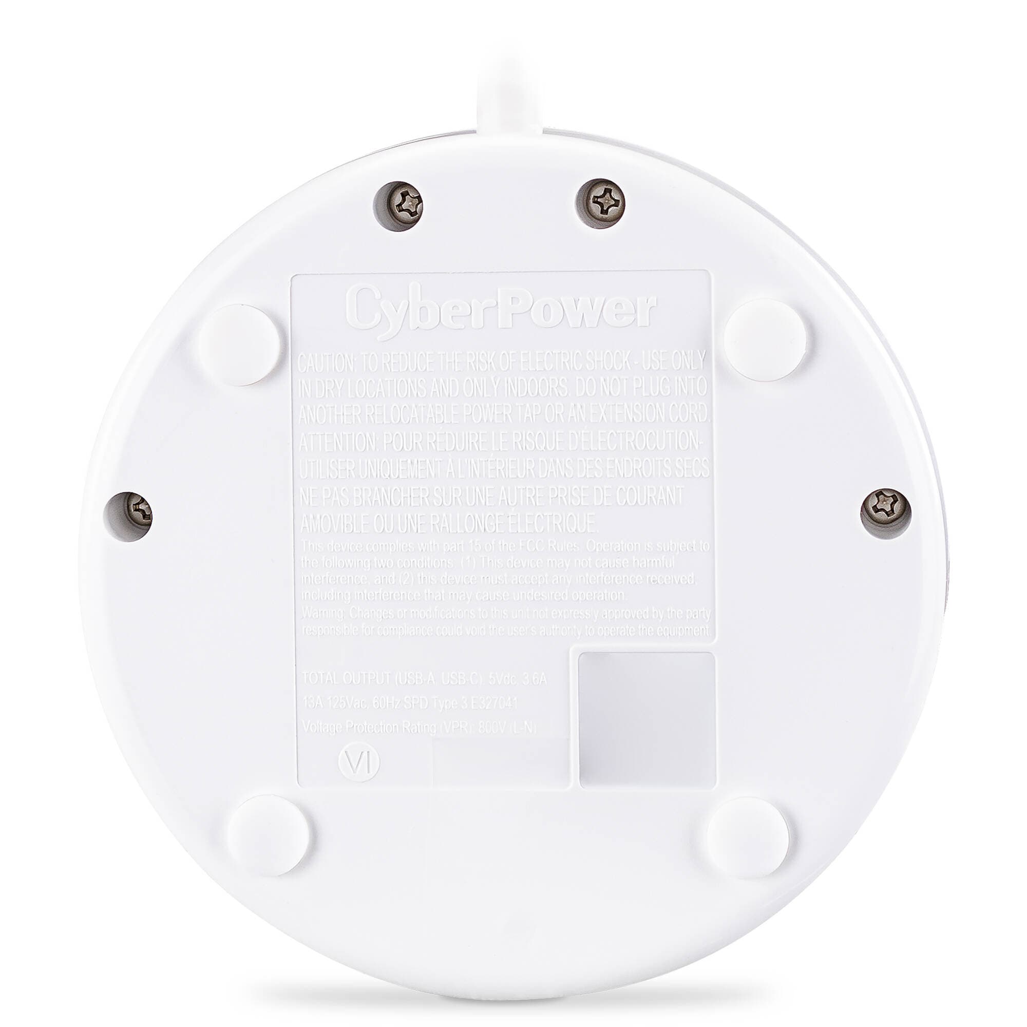 CyberPower P205UC white surge protector with 5 outlets and 5 ft cord