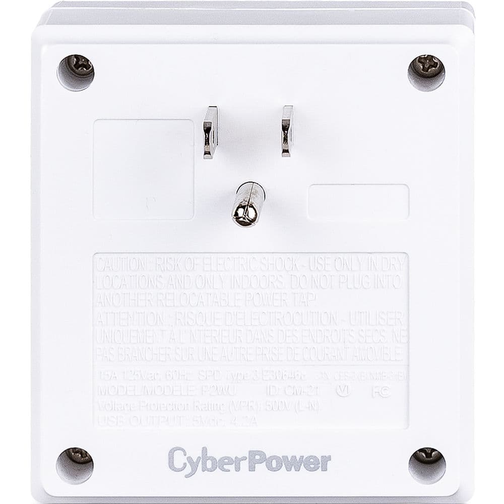 CyberPower P2WU white wall tap surge protector with 3 USB Type-A ports and 500 J protection