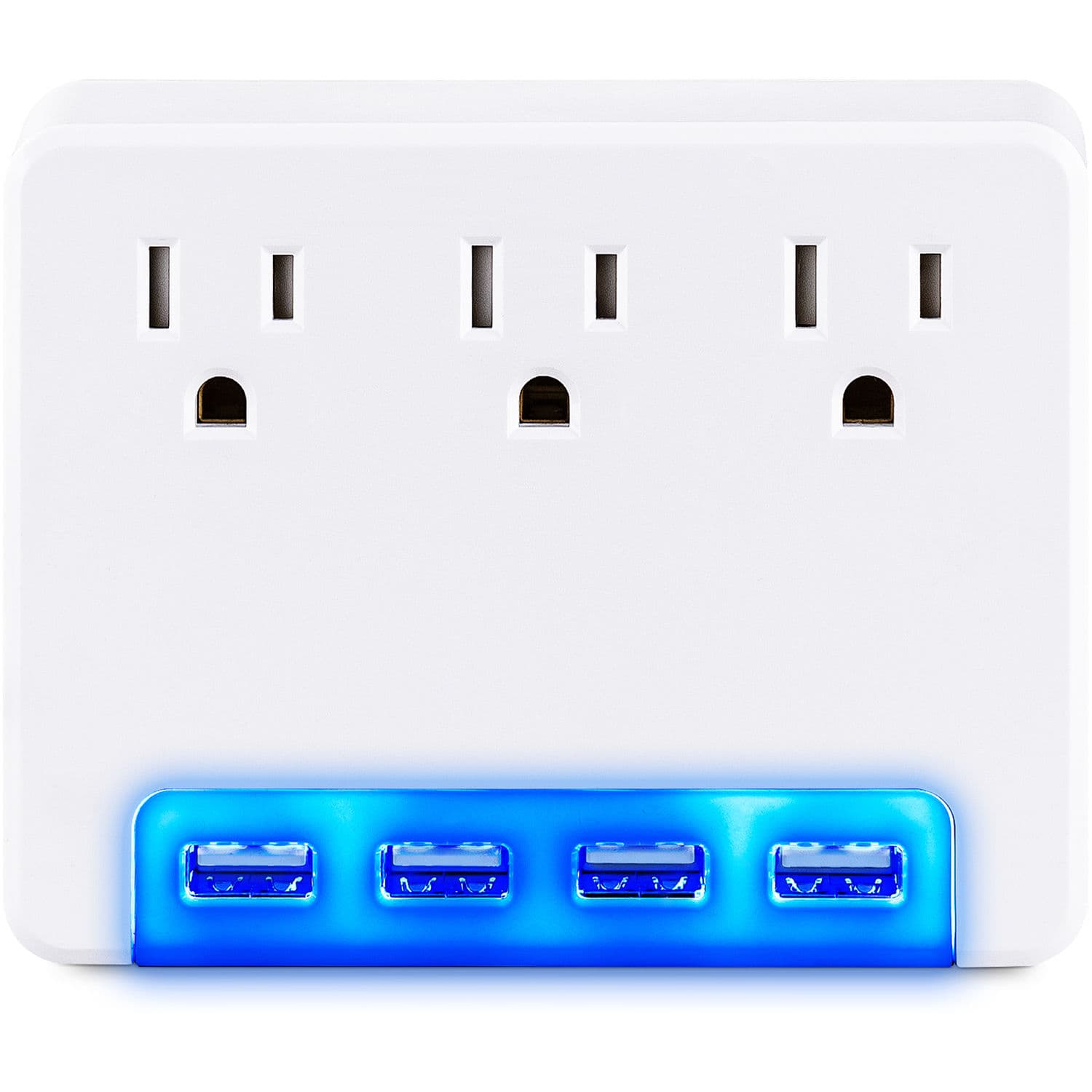 CyberPower P3WUH desktop USB charger with 4 ports, 3.4 A total output, and multi-color glow