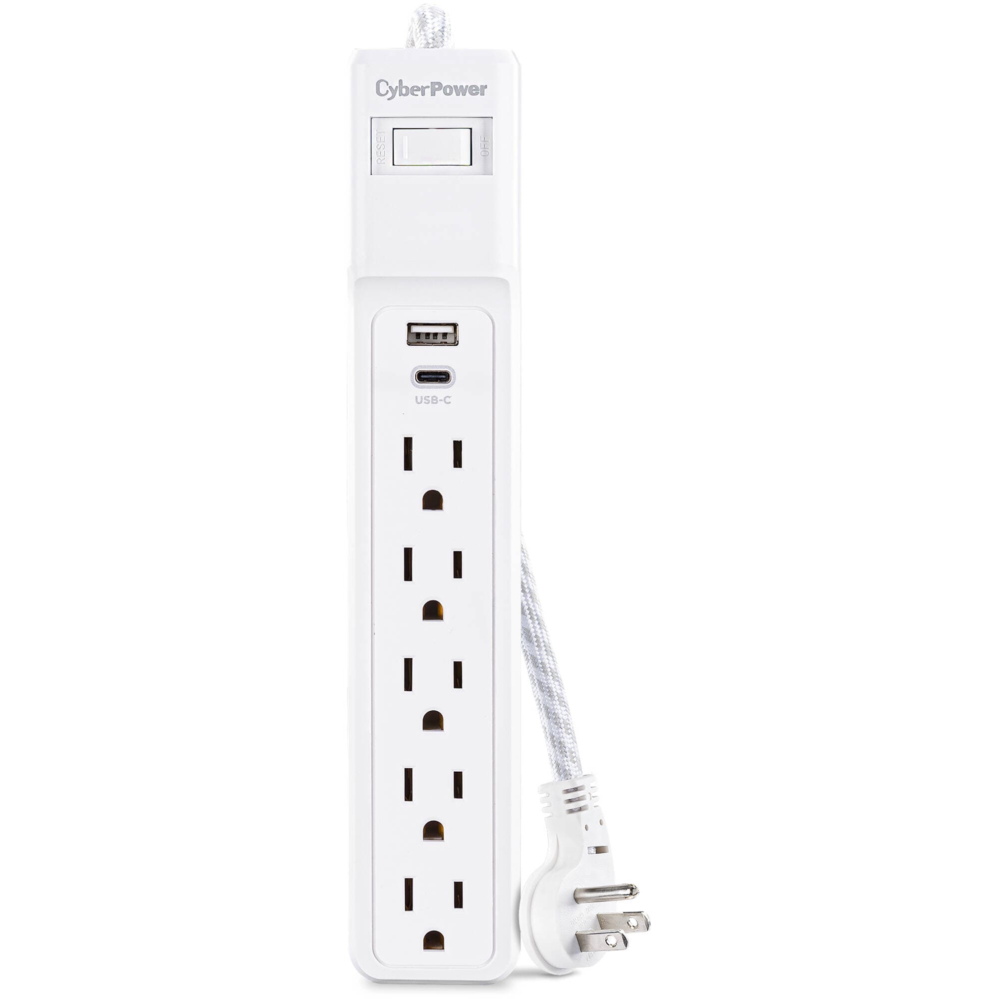 CyberPower P504UC 5-outlet surge suppressor with 2 USB charging ports for desktop power protection