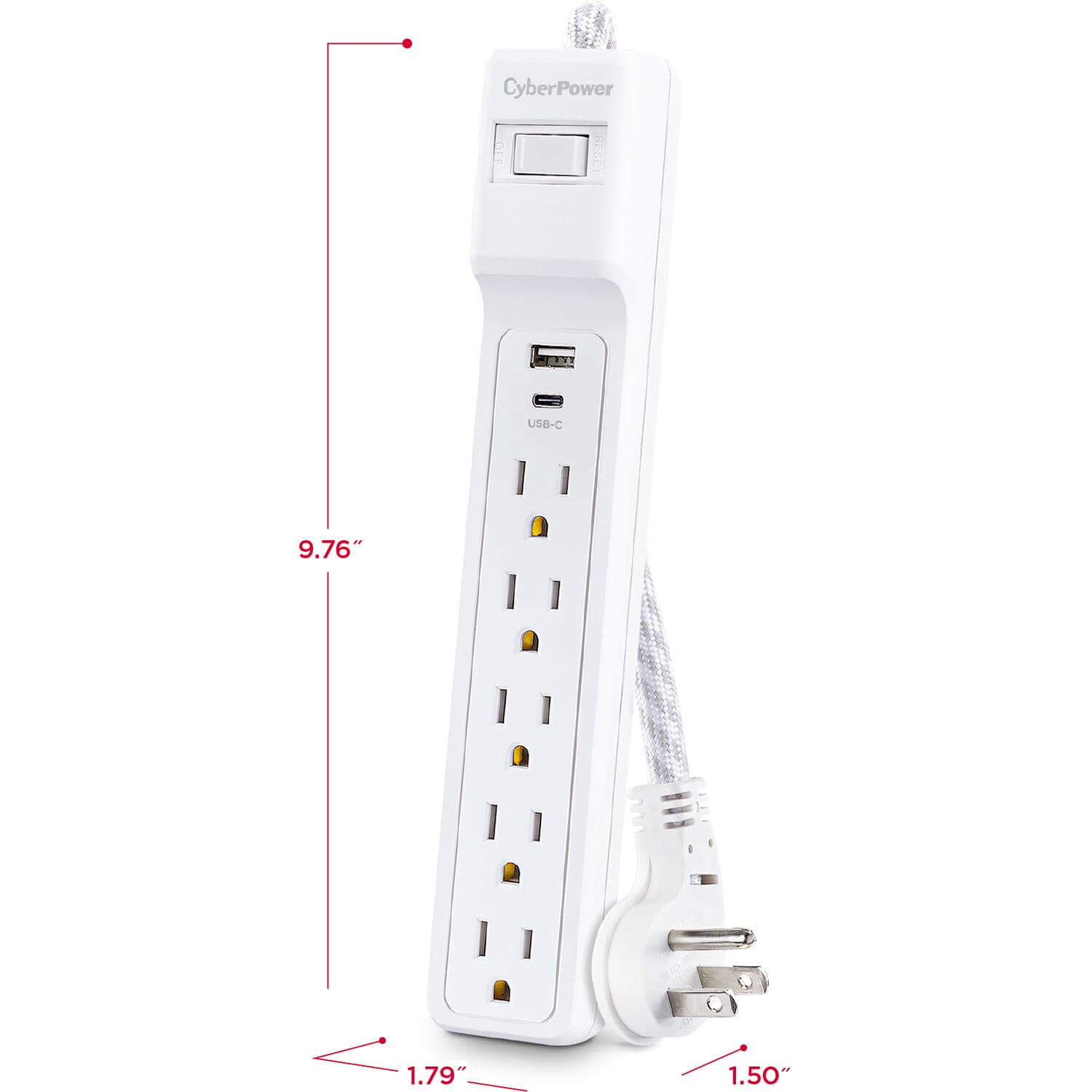 CyberPower P504UC 5-outlet surge suppressor with 2 USB charging ports for desktop power protection