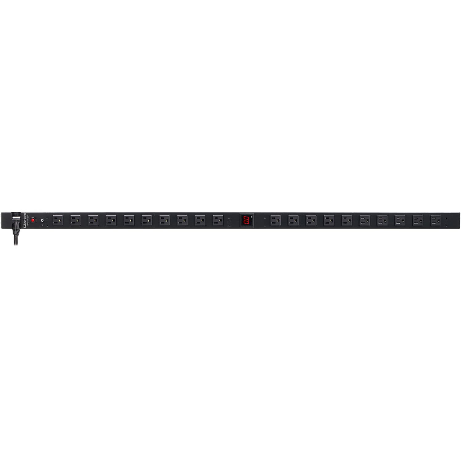CYBERPOWER 15A METERED PDU 0U 20 OUT 5-15R 120V 20F OUT 5-15P 10FT CORD view 2