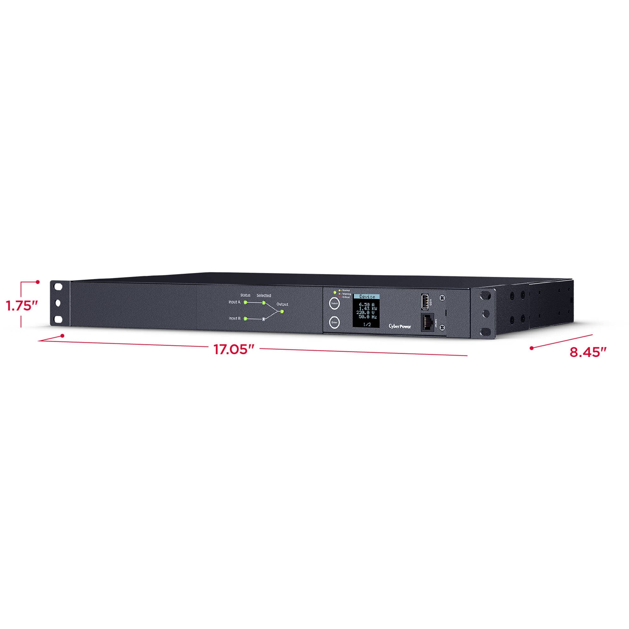 CYBERPOWER METERED ATS PDU 20A 208V 1U 10 IEC OUTLETS view 5
