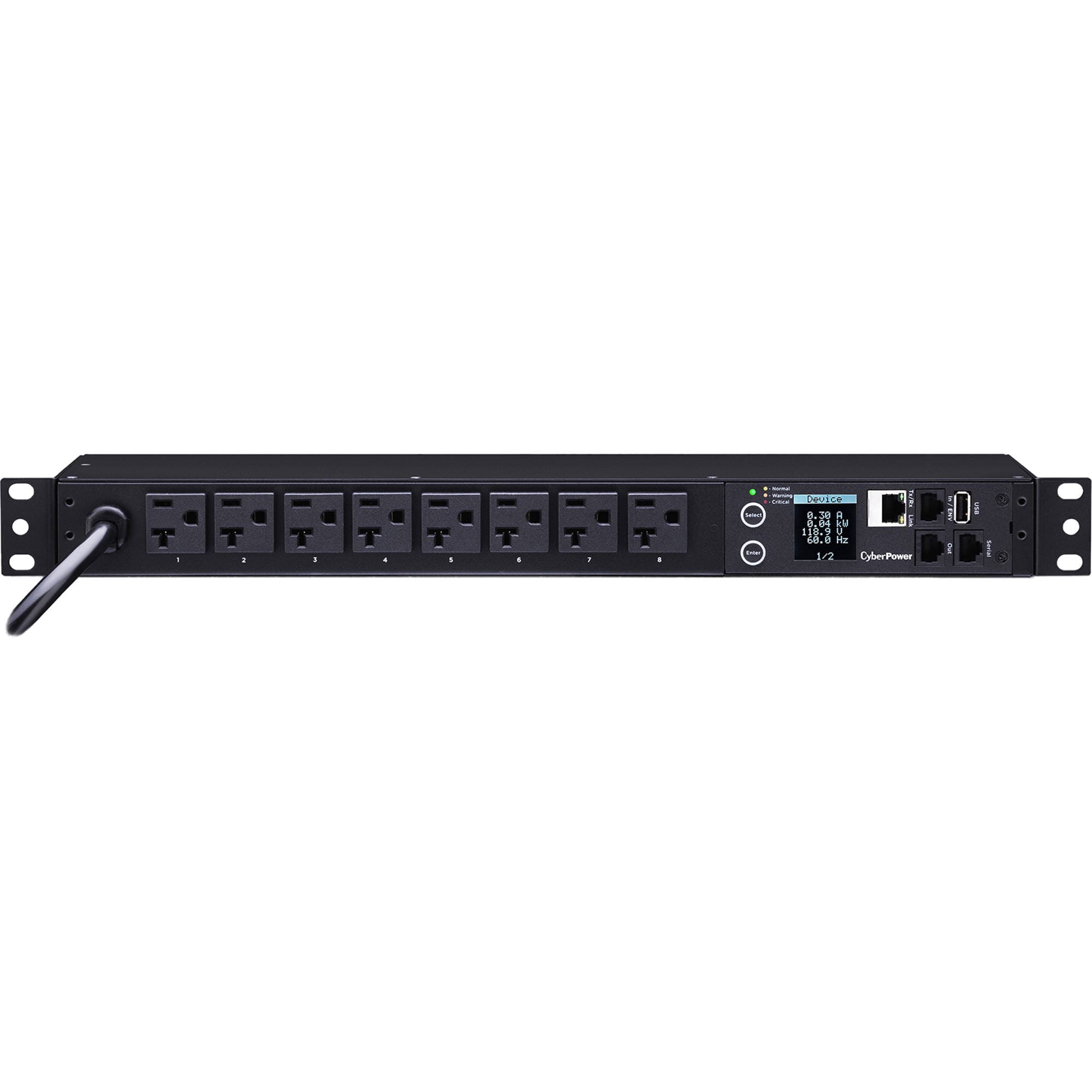 Cyberpower 20a Monitored PDU (8) 5-20r 1u 12ft 3yr Wty