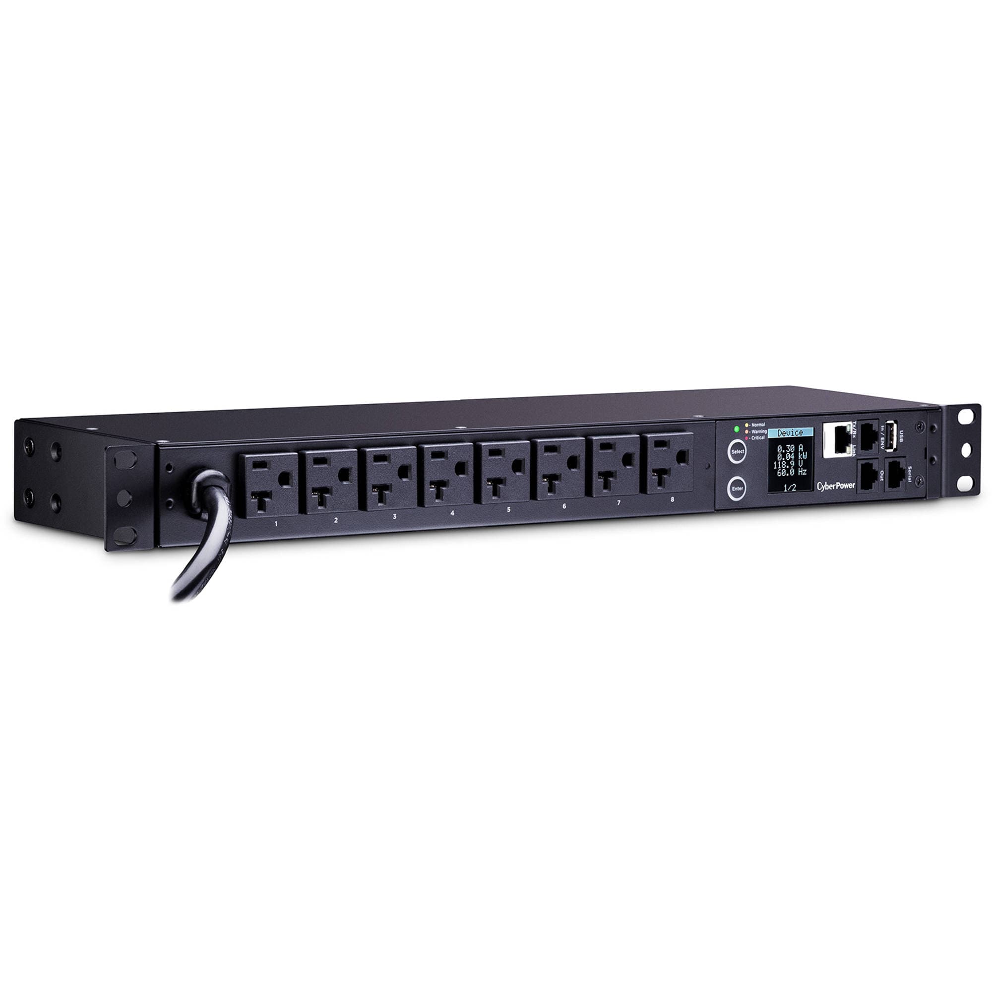 CYBERPOWER 20A MONITORED PDU (8) 5-20R 1U 12FT 3YR WTY view 2