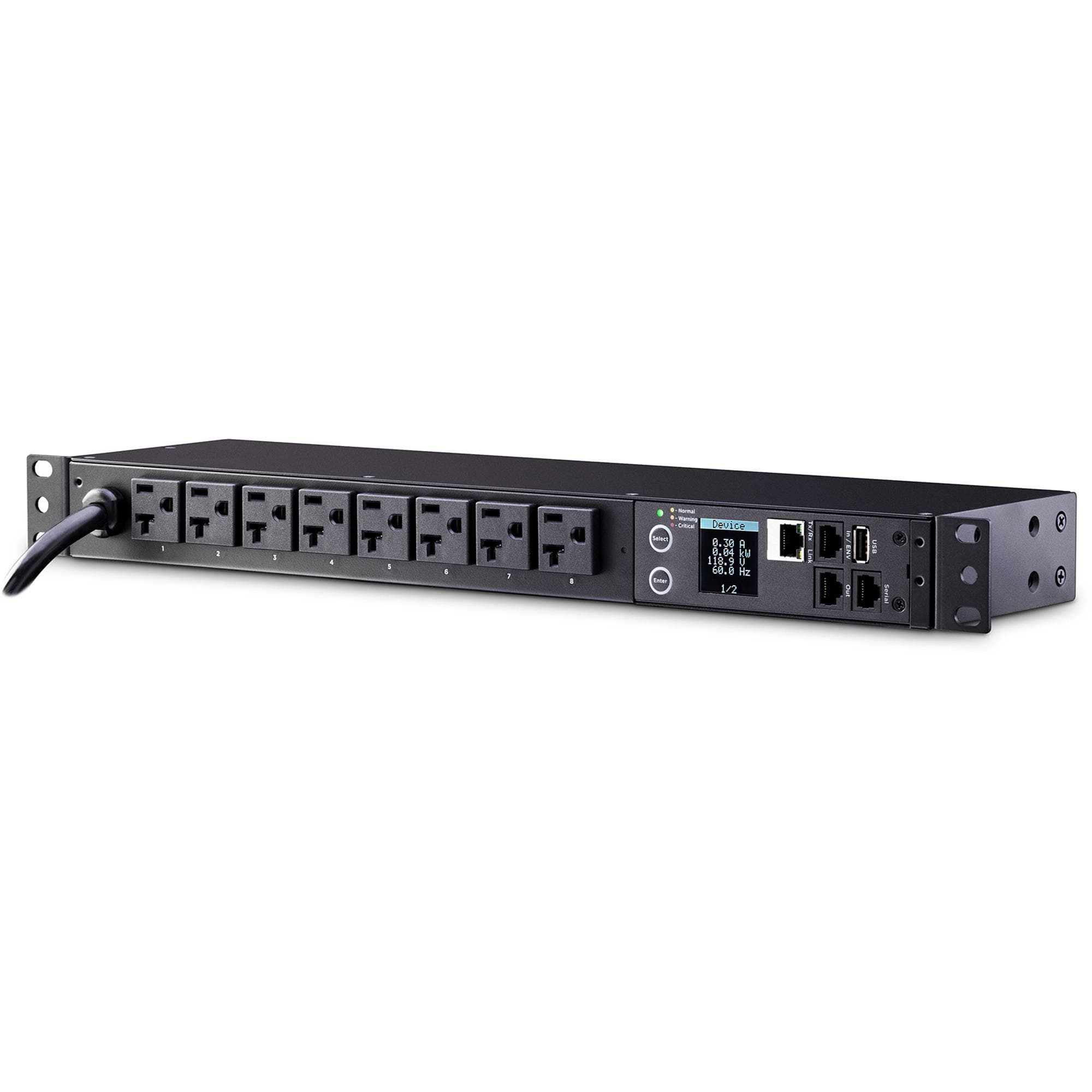 CYBERPOWER 20A MONITORED PDU (8) 5-20R 1U 12FT 3YR WTY view 3