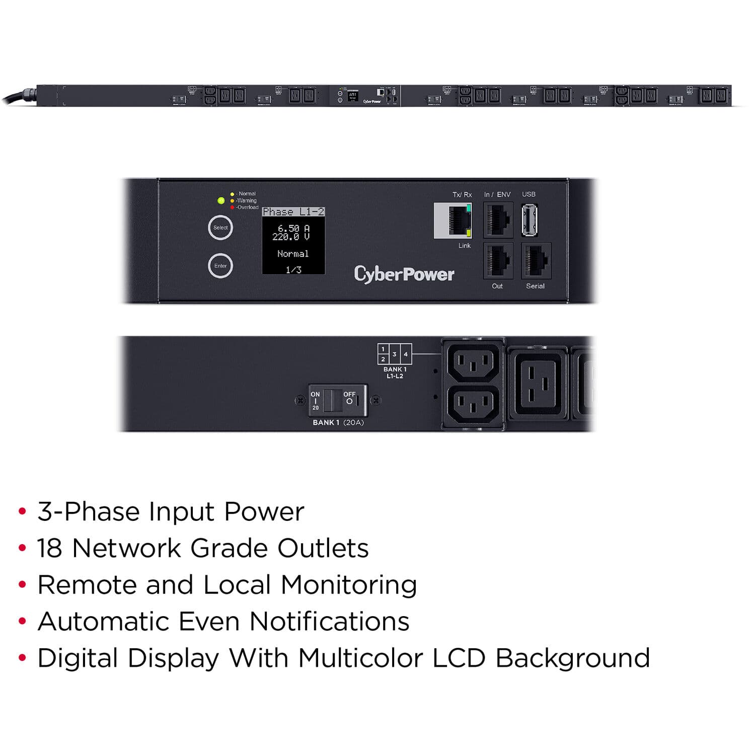 3-Phase Monitored PDU, 60A view 4