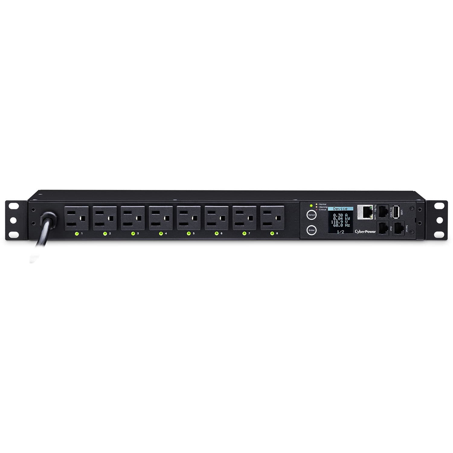 Switched PDU 15A 1u 8 Out 120V view 2