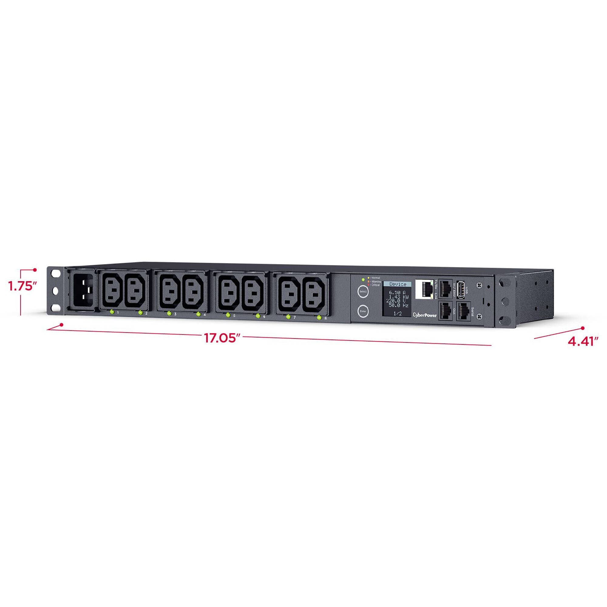PDU41005 - POWER DISTRIBUTION UNIT - 1U - 100-240V - 8  IEC-320 C13 - 16A - 3 YE view 5