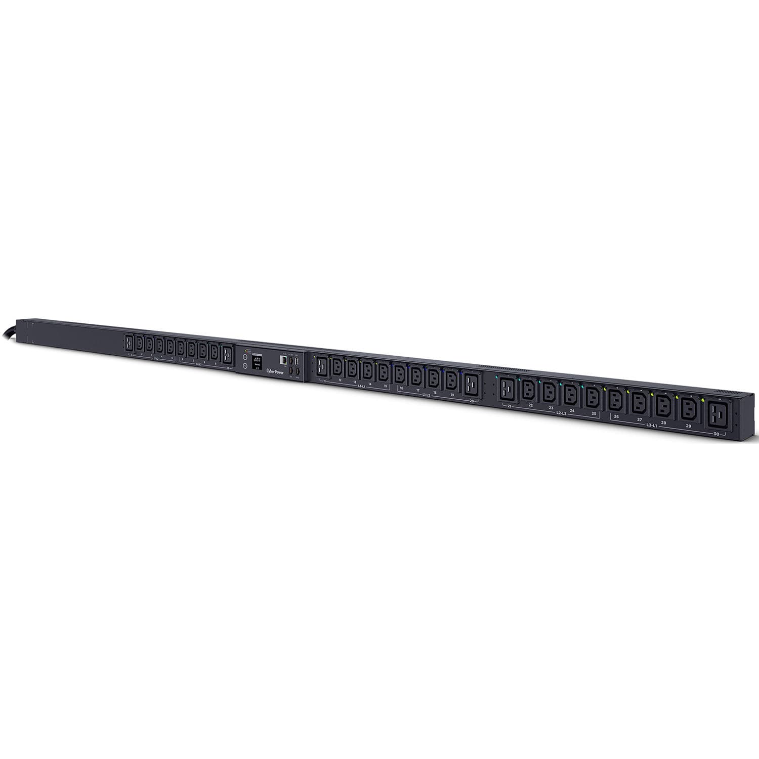 CYBERPOWER 3-PHASE SWITCHED MBO PDU 20A 208V 24XC13/6XC19 L15-20P view 3