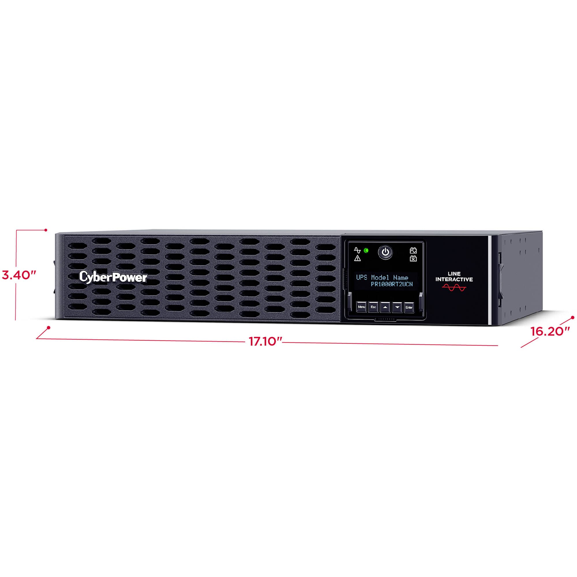 CyberPower PR1000RT2UCN 1000VA 1000W sine wave rack mount UPS with 8 NEMA 5-15R outlets