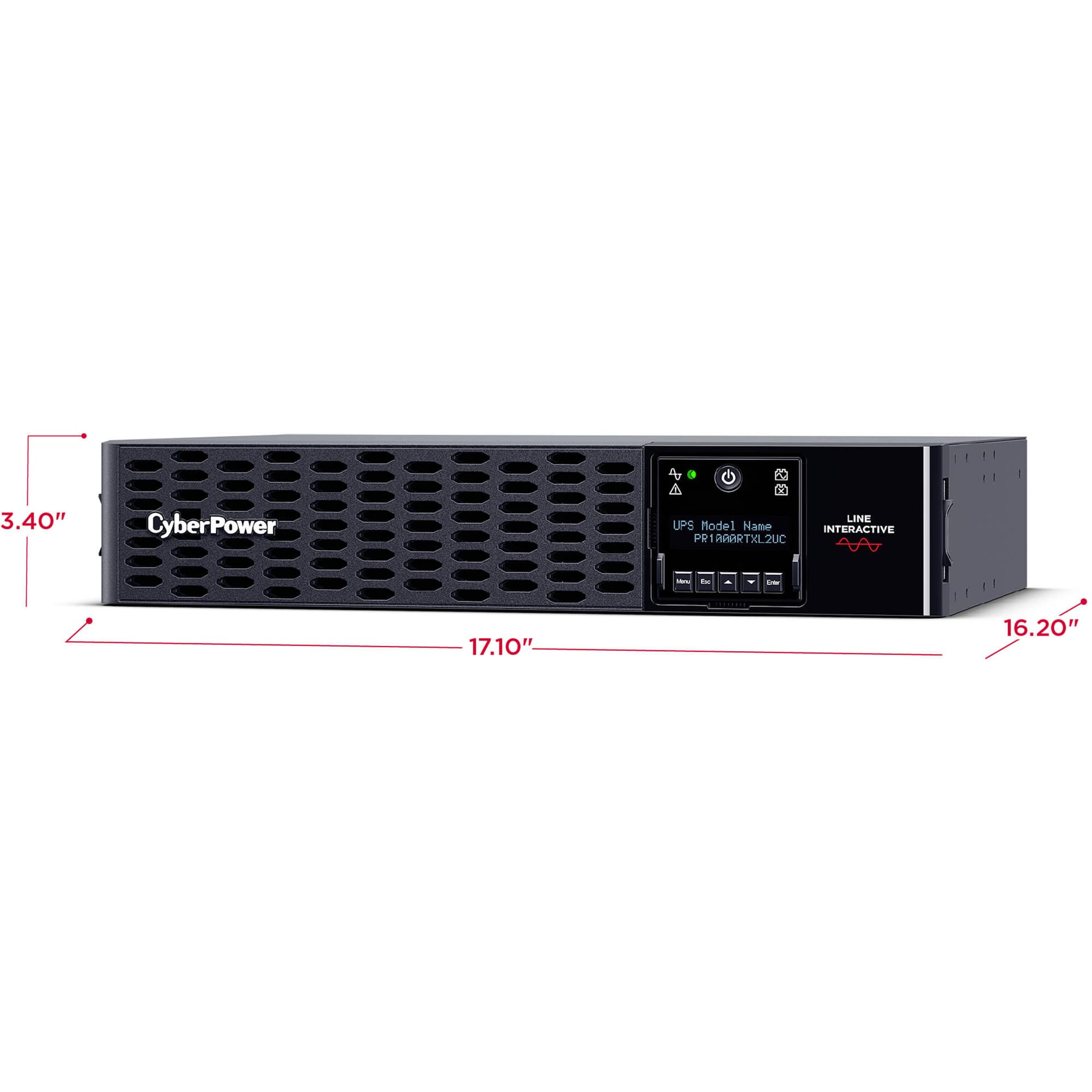 CyberPower PR1000RTXL2UC 1,000 VA 1,000 W sine wave rack mount UPS, 2U chassis