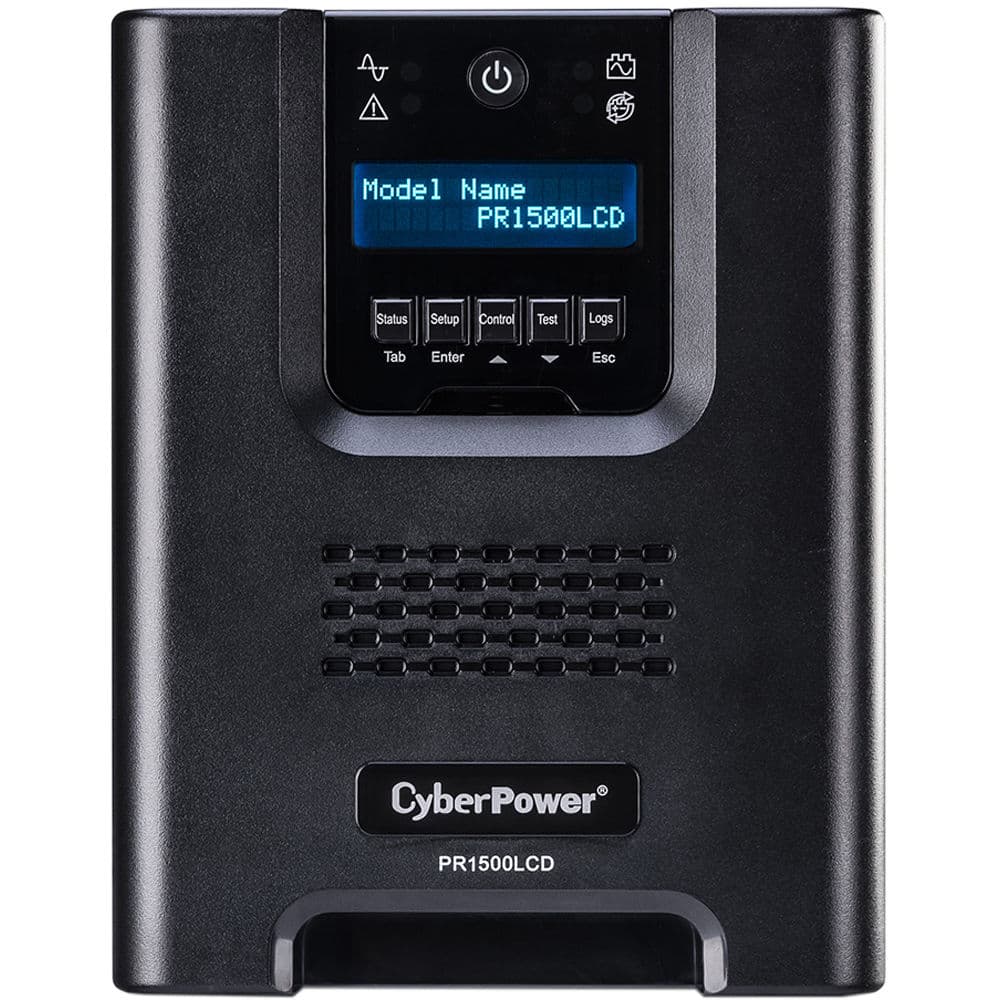 CyberPower PR1500LCDN 1,500 VA mini-tower UPS with LCD display, SNMP support, and sinewave output