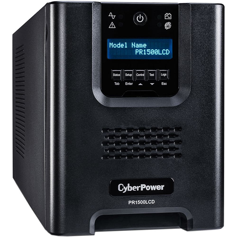 CyberPower PR1500LCDN 1,500 VA mini-tower UPS with LCD display, SNMP support, and sinewave output