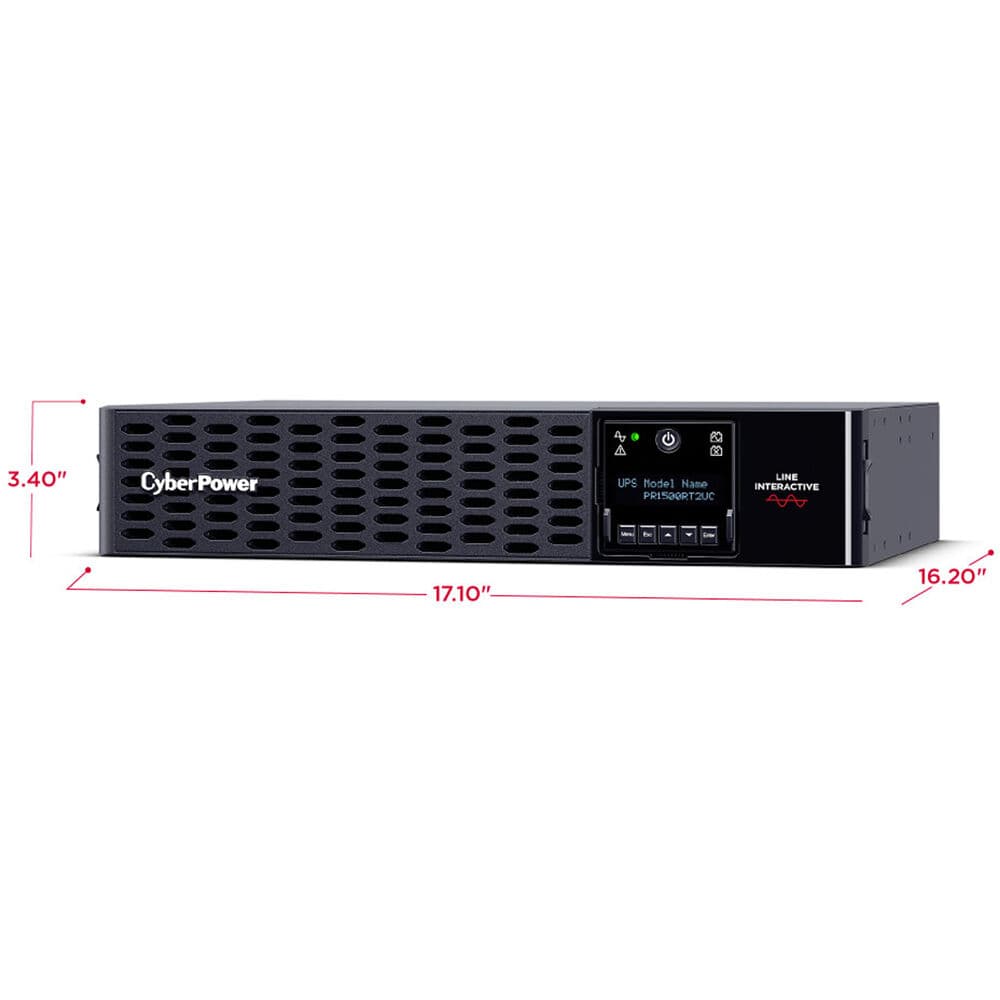 CyberPower PR1500RT2UC 2U rack-mount UPS with 8 NEMA 5-15R outlets and sine wave output