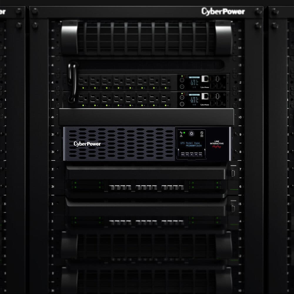CyberPower PR2000RT2UCN 2U rack-mount UPS with 8 NEMA 5-20R outlets and sine wave output