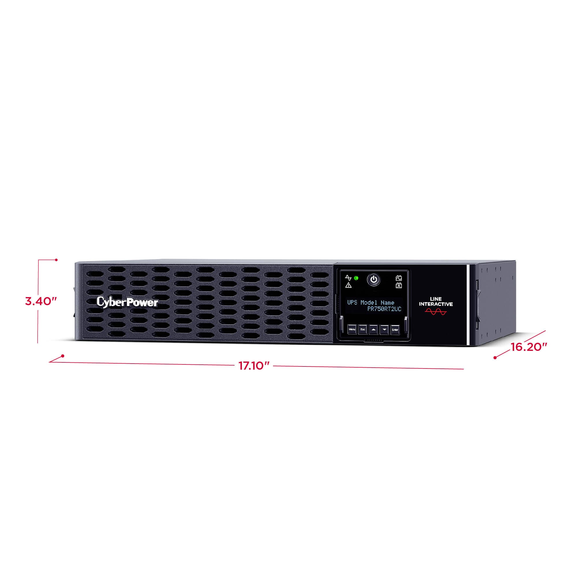 CyberPower PR750RT2UC 2U rack mount UPS with 8 NEMA 5-15R outlets and sine wave output