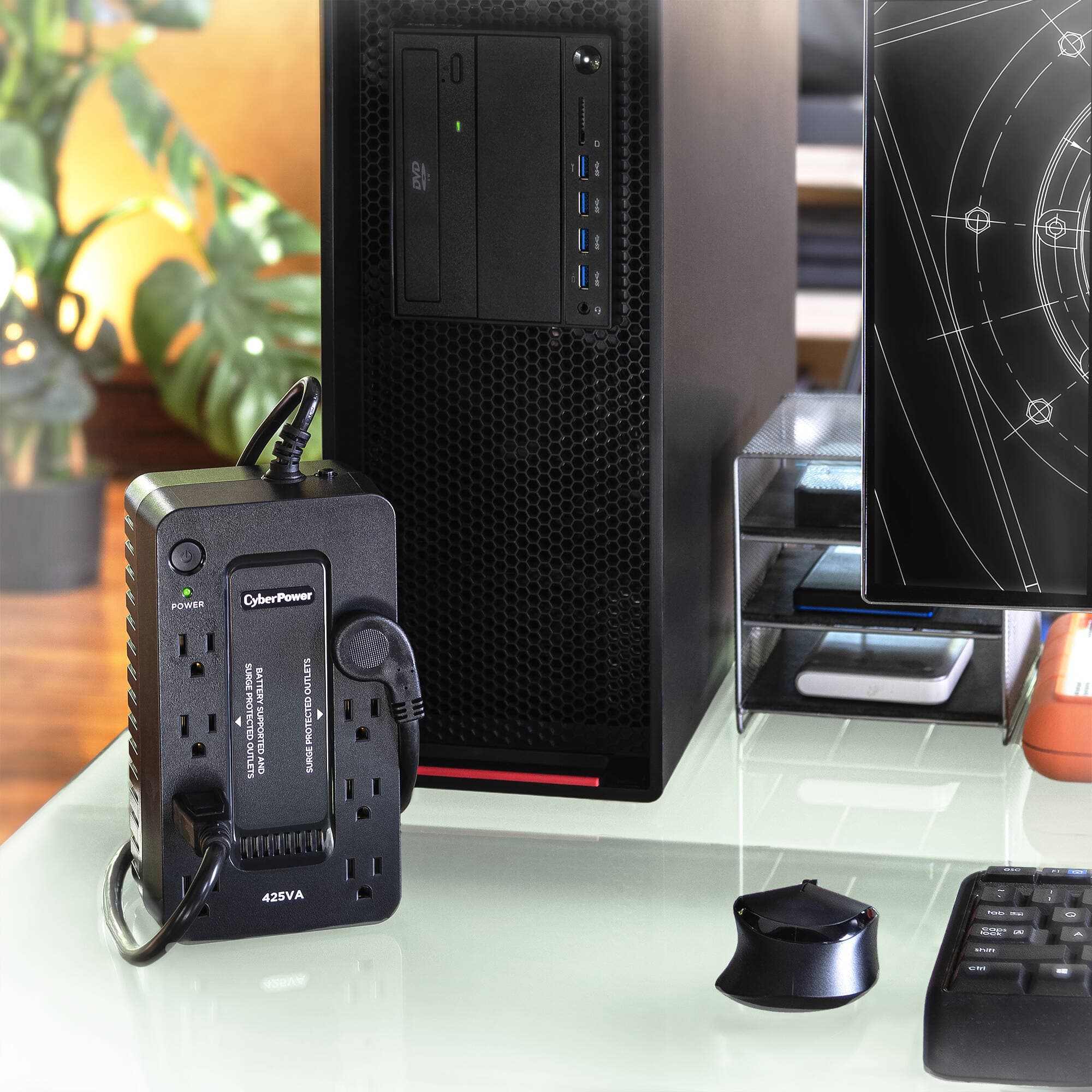 CyberPower ST425 compact standby UPS with 8 outlets for desktop and small office backup power