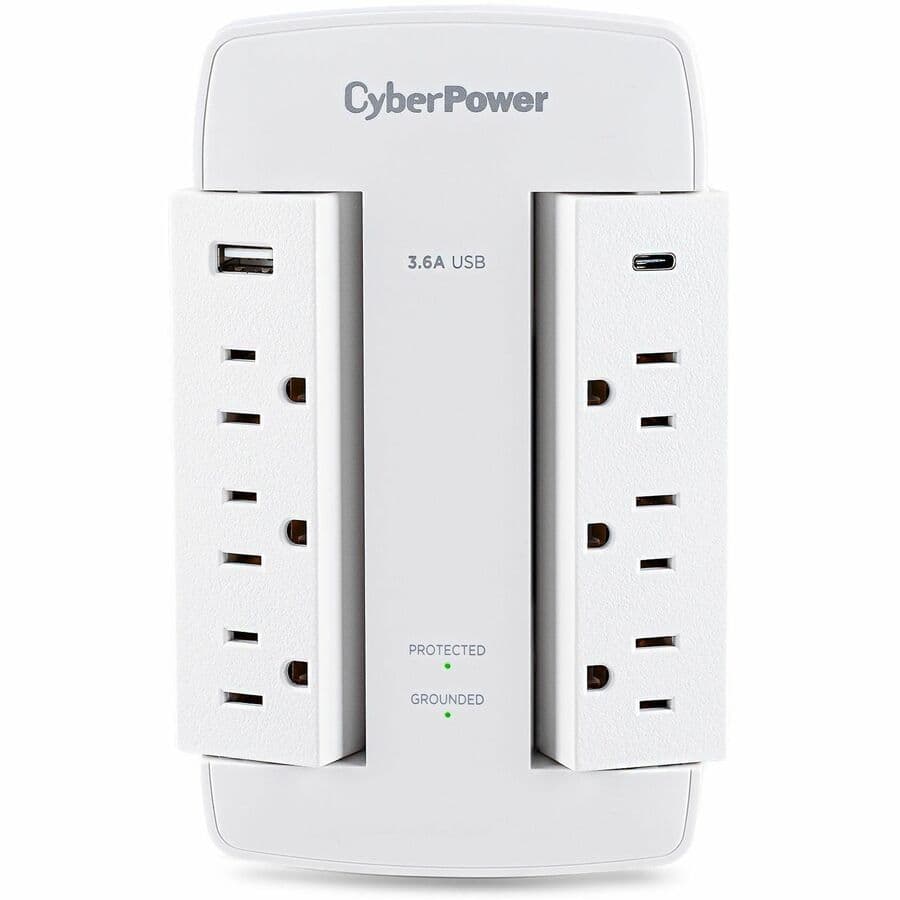 CyberPower CSP600WSURC5 120V Wall Tap Surge Protector | USB-C, 900 J